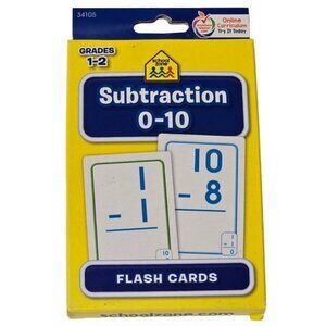 School Zone English Subtraction 0-10 Flash Cards Grades 1-2 (ages 6+) New in Box